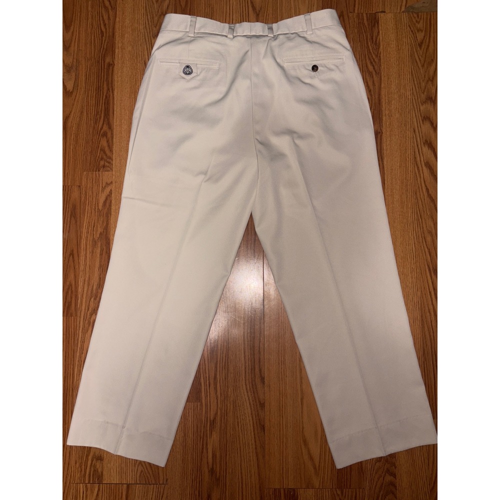 Brooks Brothers‎ Country Club Mens Pleated Pants Khaki W34 L30 Polyester Blend - Picture 3 of 3